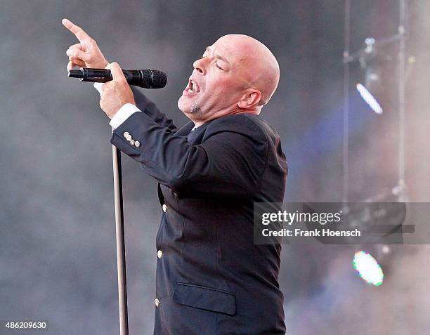 German singer Der Graf of Unheilig performs live during The Stars For Free 2015 concert at the Kindlbuehne Wuhlheide on August 29, 2015 in Berlin,...