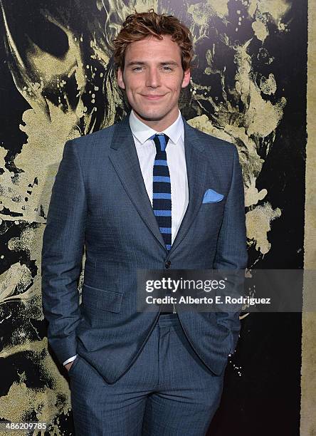 Actor Sam Claflin arrives to the Los Angeles Premiere of Lionsgate Films' "The Quiet Ones" at The Theatre At Ace Hotel on April 22, 2014 in Los...