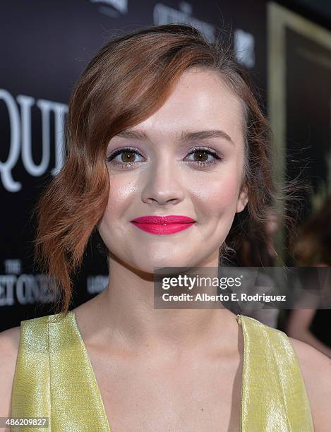 Actress Olivia Cooke arrives to the Los Angeles Premiere of Lionsgate Films' "The Quiet Ones" at The Theatre At Ace Hotel on April 22, 2014 in Los...