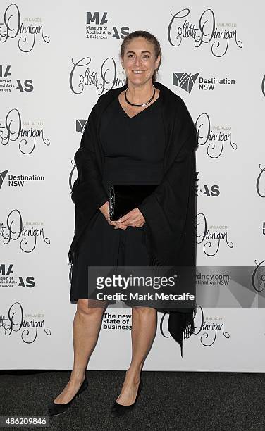 Jackie Frank arrives at the Collette Dinnigan 'Unlaced' Exhibition launch at the Museum of Applied Arts & Sciences on September 2, 2015 in Sydney,...