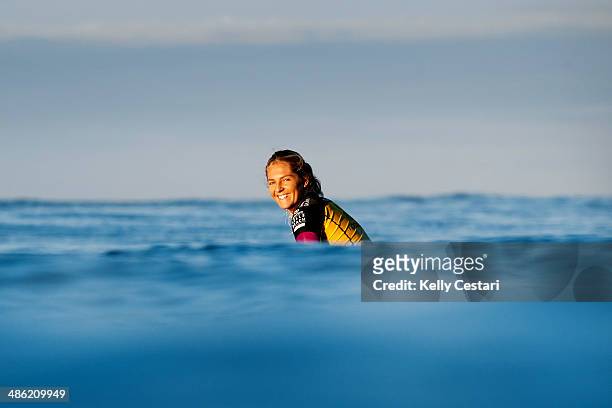 Stephanie Gilmore of Australia placed equal 3rd in the Womens Ripcurl Pro Bells Beach on April 23, 2014 in Bells Beach, Australia.