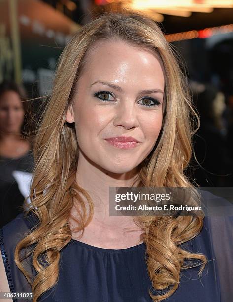 Actress Abbie Cobb arrives to the Los Angeles Premiere of Lionsgate Films' "The Quiet Ones" at The Theatre At Ace Hotel on April 22, 2014 in Los...