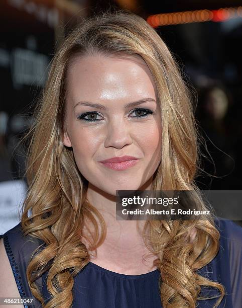 Actress Abbie Cobb arrives to the Los Angeles Premiere of Lionsgate Films' "The Quiet Ones" at The Theatre At Ace Hotel on April 22, 2014 in Los...