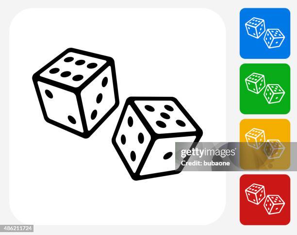 two dice icon flat graphic design - ace stock illustrations