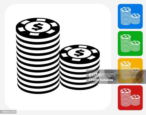 ilustrações, clipart, desenhos animados e ícones de fichas de pôquer ícone plana de design gráfico - ficha moeda