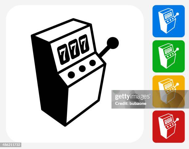 slot machine icon flat graphic design - slot machine on white stock illustrations
