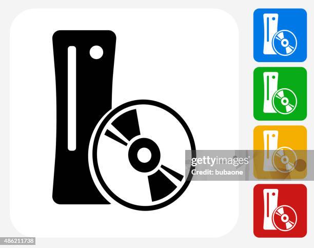 video game device and disk icon flat graphic design - console controller isolated stock illustrations