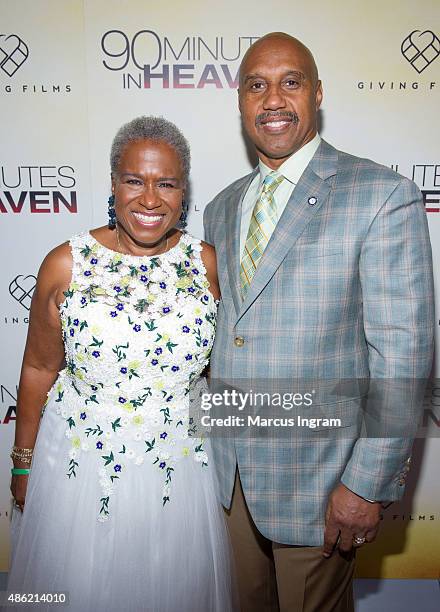 Monica and John Pearson attend '90 Minutes In Heaven' Atlanta premiere at Fox Theater on September 1, 2015 in Atlanta, Georgia.