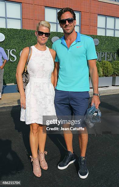 Henrik Lundqvist and his wife Therese Lundqvist attend day two of the 2015 US Open at USTA Billie Jean King National Tennis Center on September 1,...