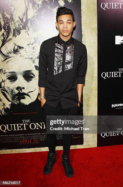 Roshon Fegan arrives at the Los Angeles Premiere of "The Quiet Ones" held at The Theatre at Ace Hotel on April 22, 2014 in Los Angeles, California.