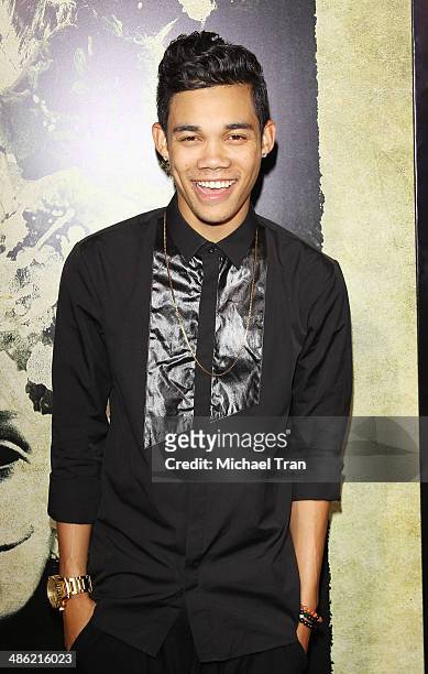 Roshon Fegan arrives at the Los Angeles Premiere of "The Quiet Ones" held at The Theatre at Ace Hotel on April 22, 2014 in Los Angeles, California.
