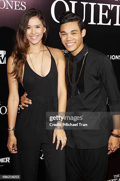 Roshon Fegan and Camia-Marie Chaidez arrive at the Los Angeles Premiere of "The Quiet Ones" held at The Theatre at Ace Hotel on April 22, 2014 in Los...