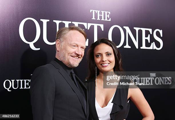 Jared Harris and Allegra Riggio arrive at the Los Angeles Premiere of "The Quiet Ones" held at The Theatre at Ace Hotel on April 22, 2014 in Los...