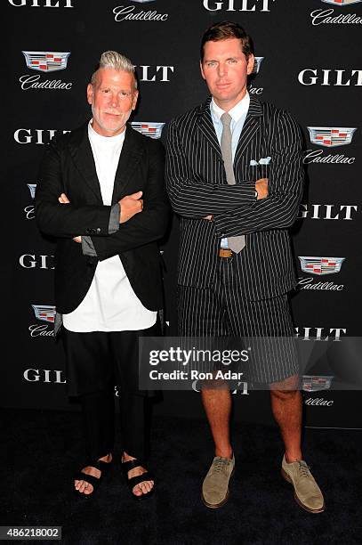 Nick Wooster and Douglas Hand attend the Cadillac Capsule Clothing Collection Launch at Classic Car Club on September 1, 2015 in New York City.
