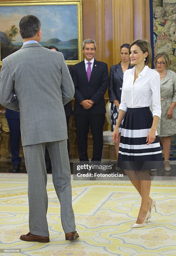 Spanish Royals Attend Audicences in Madrid