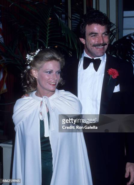 Actor Tom Selleck and wife Jacqueline Ray attend the 35th Annual Golden Globe Awards on January 28, 1978 at the Beverly Hilton Hotel in Beverly...