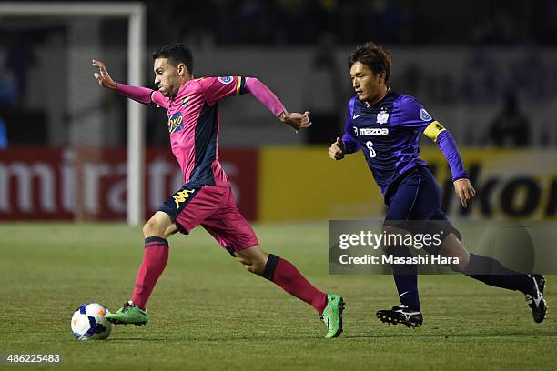 Anthony Caceres of Central Coast Mariners in action during the AFC Champions League Group F match between Sanfrecce Hiroshima and Central Coast...