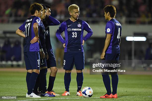 Tsukasa Shiotani of Sanfrecce Hiroshima looks on during the AFC Champions League Group F match between Sanfrecce Hiroshima and Central Coast Mariners...