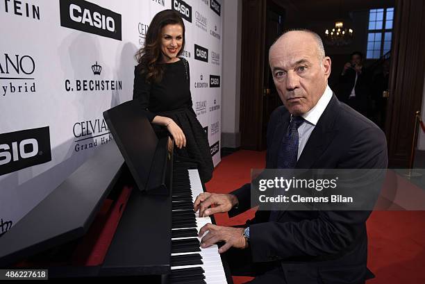 Heiner Lauterbach and his wife Viktoria during the 'Casio Celviano Grand Hybrid Digital Piano Launch Gala' at Meistersaal on September 2, 2015 in...