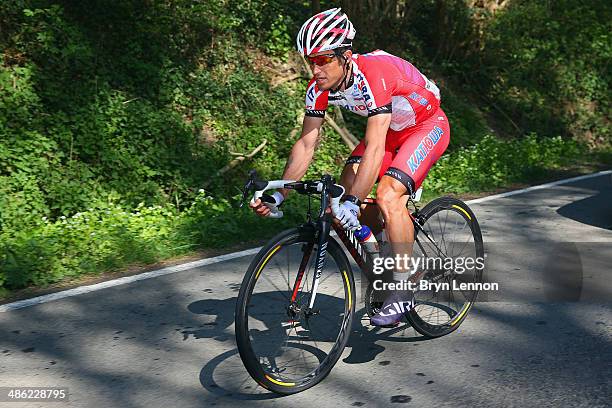 Alexandr Kolobnev of Russia of Team Katusha in action during the 78th edition of the La Fleche Wallonne on April 23, 2014 in Bastogne, Belgium. The...