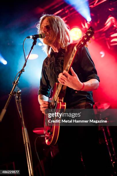 Guitarist and vocalist Joakim Nilsson of Swedish psychedelic rock group Graveyard performing live on stage at Hard Rock Hell VI : A Fistful Of Rock,...