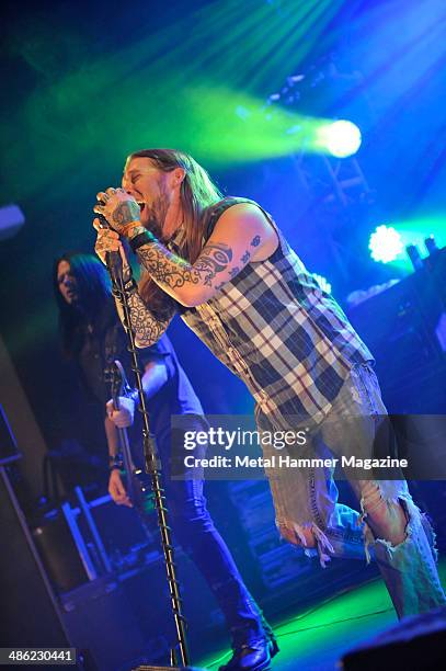 Frontman Ryan McCombs and bassist Tim King of American heavy metal group Soil performing live on stage at Hard Rock Hell VI : A Fistful Of Rock, on...