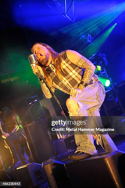 Frontman Ryan McCombs of American heavy metal group Soil performing live on stage at Hard Rock Hell VI : A Fistful Of Rock, on December 2, 2012.