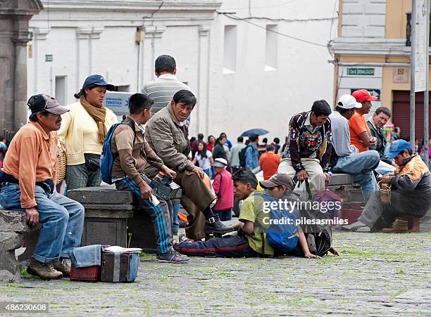gathering for help, quito, ecuador - ecuador people stock pictures, royalty-free photos & images