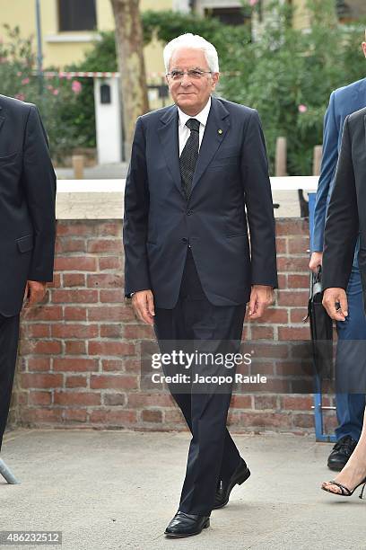Italian President Sergio Mattarella is seen arriving at Opening Ceremony during the 72nd Venice Film Festival on September 2, 2015 in Venice, Italy.