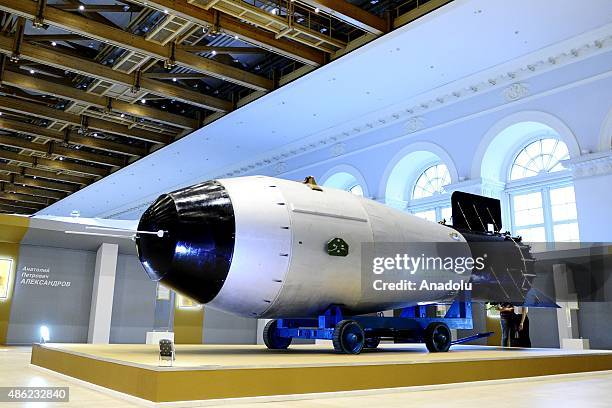 Soviet AN-602 hydrogen bomb during the exhibition titled "70 Years of the Atomic Industry: A Chain Reaction of Success" organised by Rosatom agency...