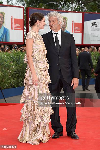 Kasia Smutniak and Domenico Procacci attend the opening ceremony and premiere of 'Everest' during the 72nd Venice Film Festival on September 2, 2015...