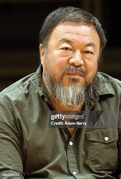 Chinese dissident artist Ai Weiwei attends a panel discussion at the Berlin International Literature Festival on September 2, 2015 in Berlin,...