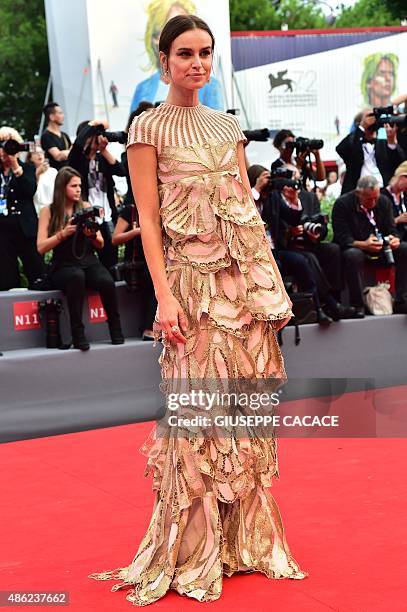 Polish model and actress Kasia Smutniak arrives for the screening of the movie "Everest" presented out of competition for the opening ceremony of the...