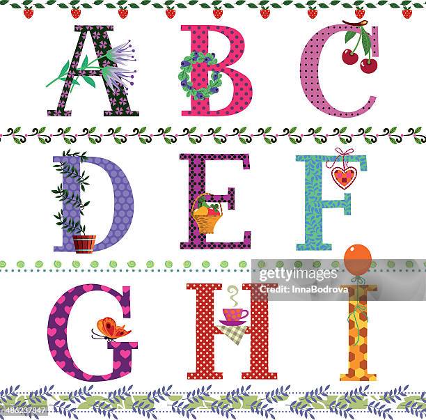 ilustraciones, imágenes clip art, dibujos animados e iconos de stock de de las letras del alfabeto de que yo. - letra a con flores vector a