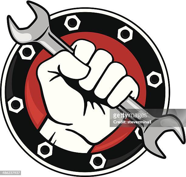 fist with wrench - wrench stock illustrations