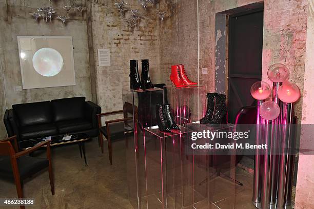 General view of the atmosphere as Iconic British fashion label RED OR DEAD and London based NEWGEN design talent Ashley Williams celebrate the launch...