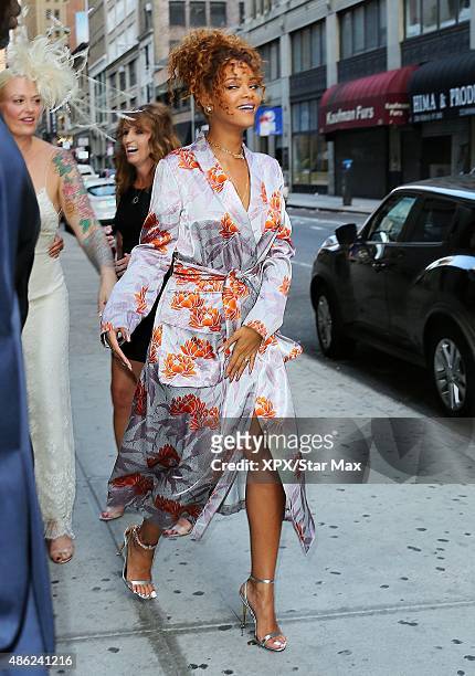 Rihanna is seen on August 29, 2015 in New York City.
