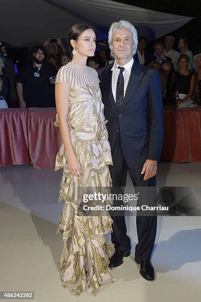 Domenico Procacci and Kasia Smutniak attend the opening dinner during the 72nd Venice Film Festival on September 2, 2015 in Venice, Italy.