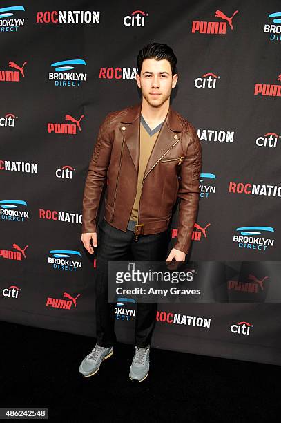 Nick Jonas attends the Roc Nation Grammy Brunch 2015 on February 7, 2015 in Beverly Hills, California.