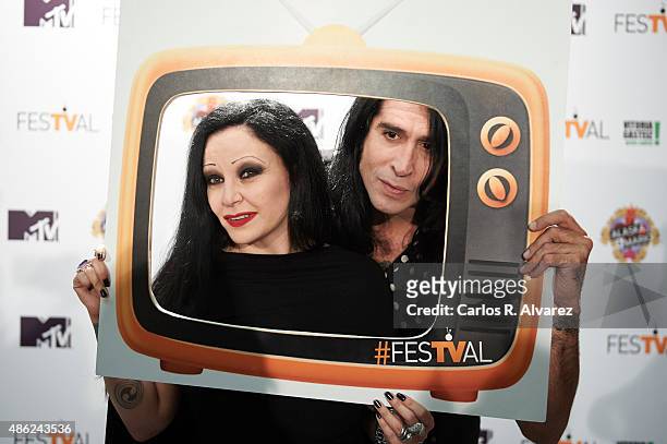 Singer Alaska and husband Mario Vaquerizo attend "Alaska y Mario" Tv show new season during the 7th FesTVal Television Festival 2015 at the...