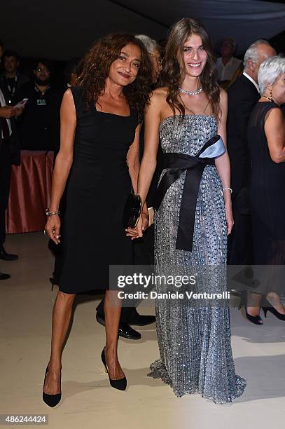 Elisa Sednaoui and her mother attend the opening dinner during the 72nd Venice Film Festival on September 2, 2015 in Venice, Italy.