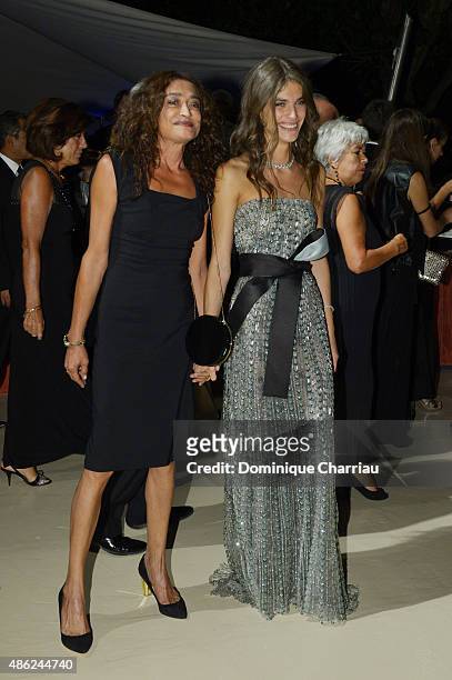 Elisa Sednaoui and her mother attend the opening dinner during the 72nd Venice Film Festival on September 2, 2015 in Venice, Italy.