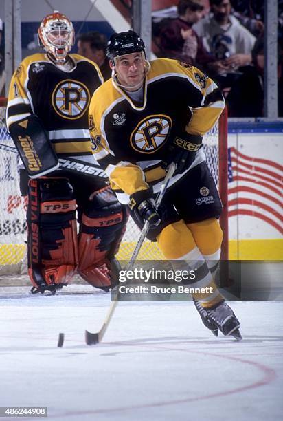 Bob Beers of the Providence Bruins skates with the puck during an AHL game in November, 1996.