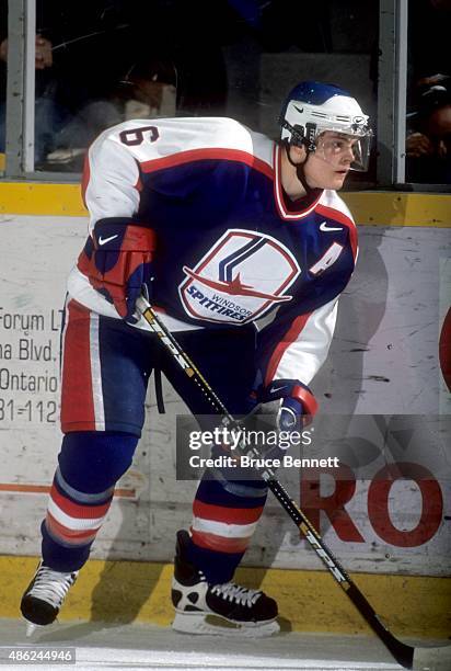 Tim Gleason of the Windsor Spitfires skates on the ice during an OHL game in January, 2001.