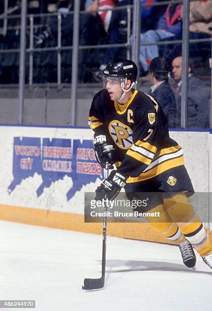 Peter Laviolette of the Providence Bruins skates with the puck during an AHL game in March, 1993.