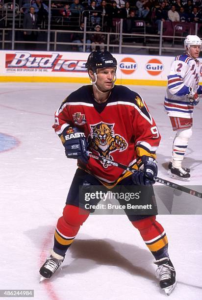Kirk Muller of the Florida Panthers skates on the ice during an NHL game against the New York Rangers on December 12, 1997 at the Madison Square...