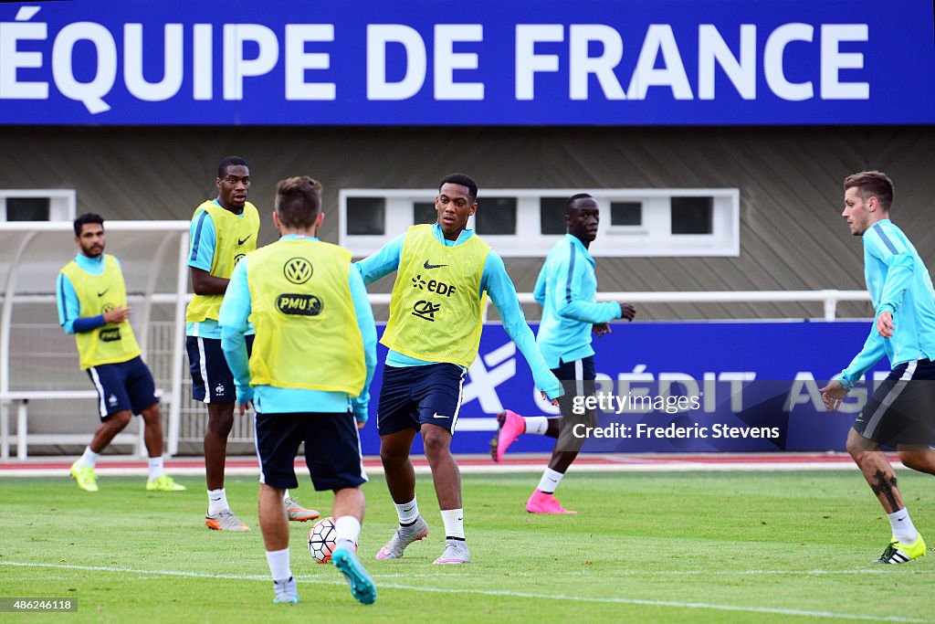 France Soccer Team Training Session At Clairefontaine