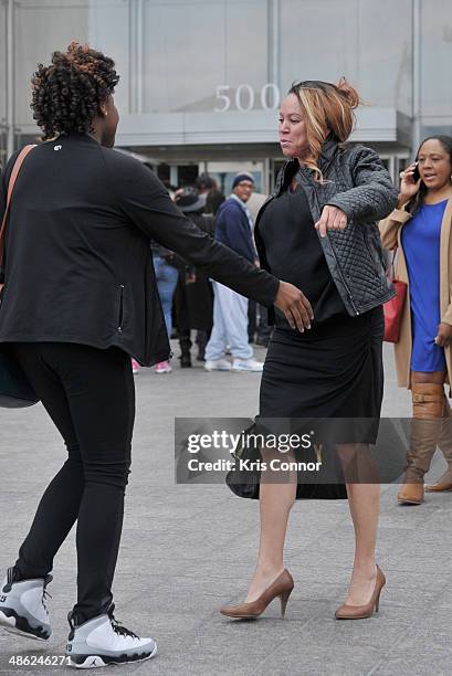 Joyce Hawkins leaves the H. Carl Moultrie 1 Courthouse after her son Chris Brown's assault trial has been posponed until June 25th due to his...