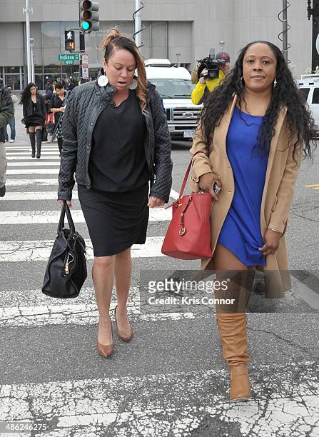 Joyce Hawkins leaves the H. Carl Moultrie 1 Courthouse after her son Chris Brown's assault trial has been posponed until June 25th due to his...