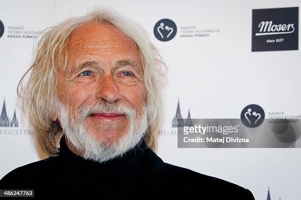 Actor Pierre Richard attends his press conference on April 23, 2014 in Prague, Czech Republic. Richard will present new red wine Petrus Ricardus from...